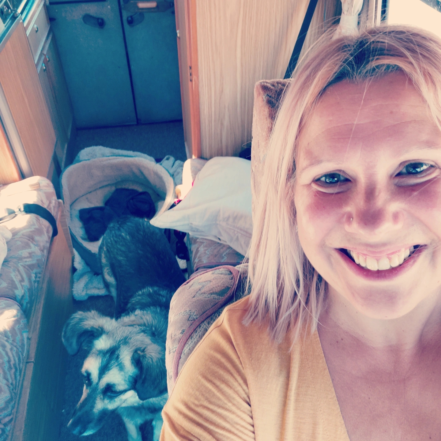 Laura and Betty in their campervan